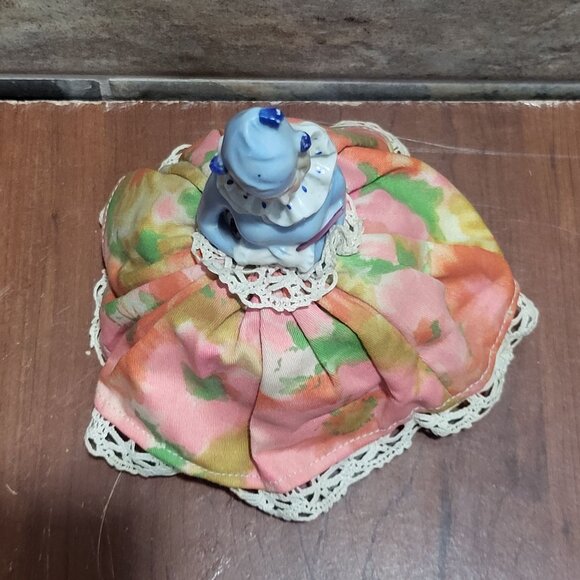 Vintage Porcelain Half Doll Pin Cushion - Picture 9 of 11